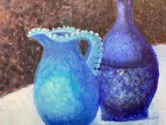 Bodegón azul con fruta, óleo sobre tabla, finales del siglo XX