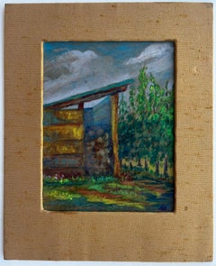 Cobertizo de jardín Paisaje Acuarela Pintura Británica Contemporánea Marika Eversfield