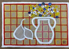 Modern British Abstract Painting Still Life Flowers & Fruit