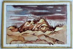 Sand Dunes Coastal Landscape Watercolor Painting Signed Marika Eversfield