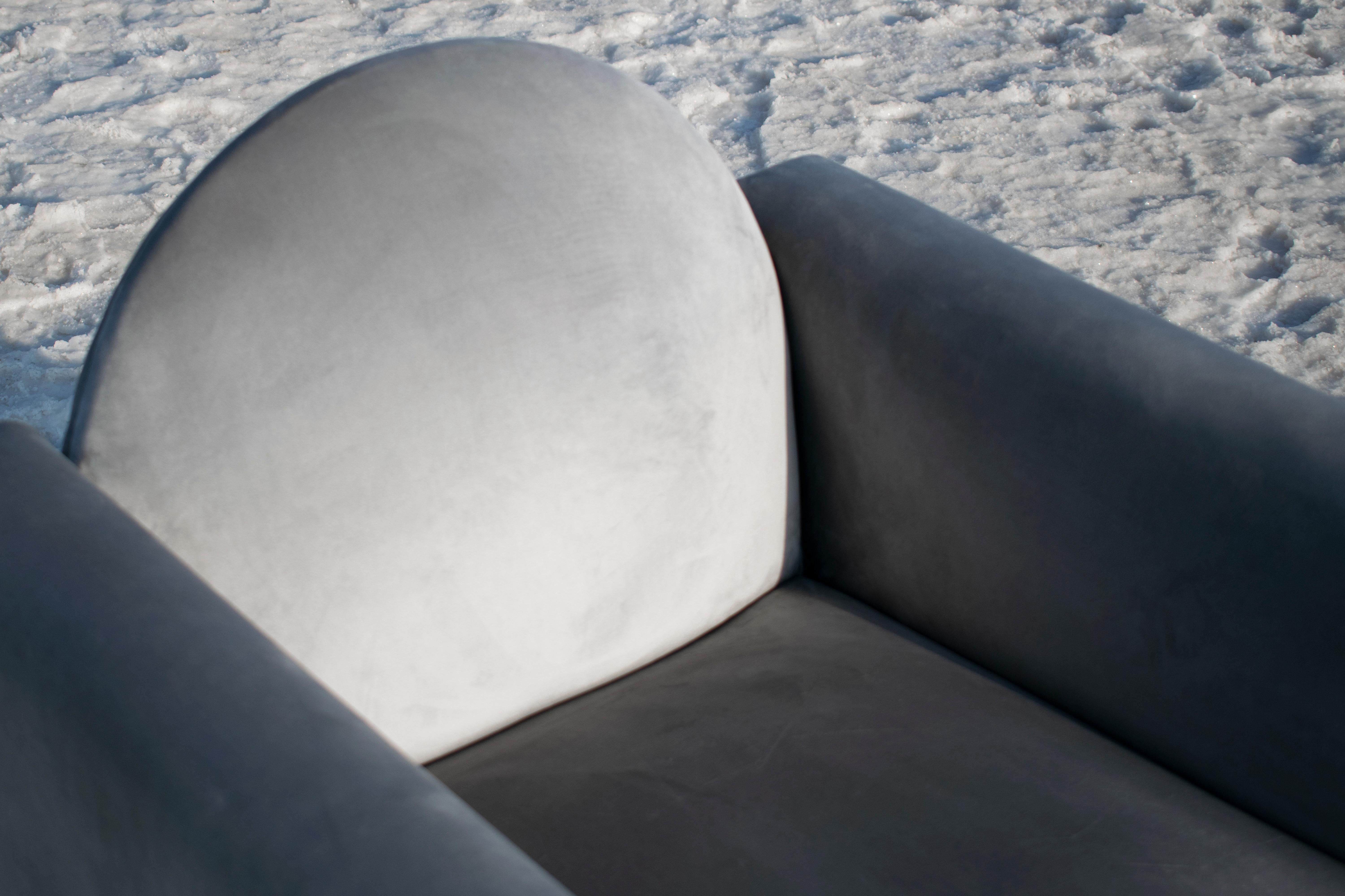 Andorran MARIKA Silver Velvet Armchair / Dinning Chair For Sale
