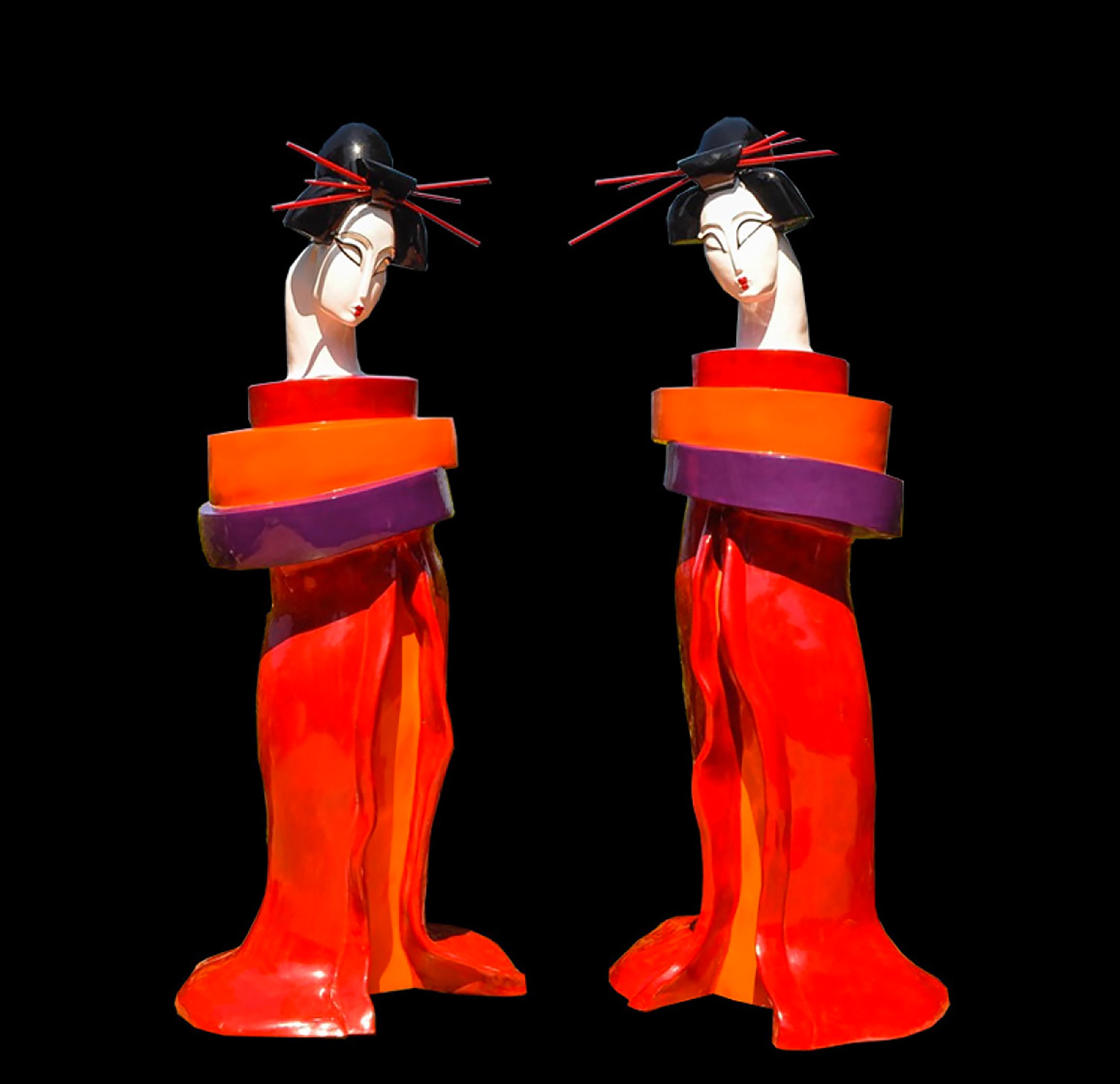 Pair of Gueishas - Monumental Contemporary Outdoor Sculptures For Sale 9