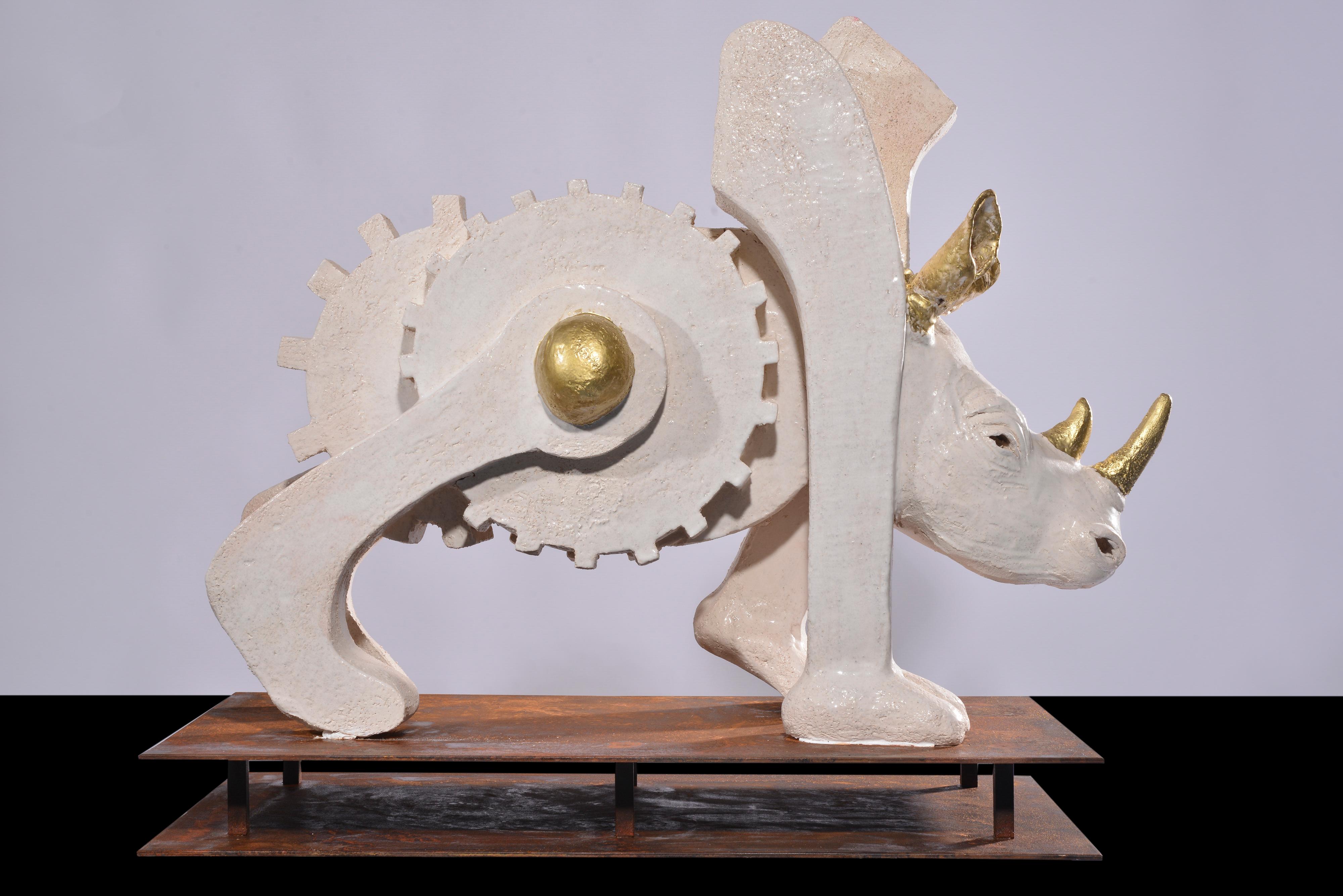 The Machine - Rhino Contemporary Ceramic Sculpture 1