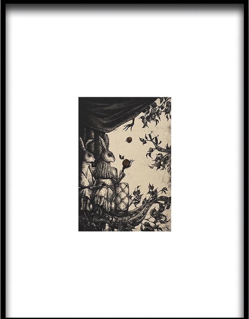 Two Hares In The Velvet Woods - Print by Mariko Ando
