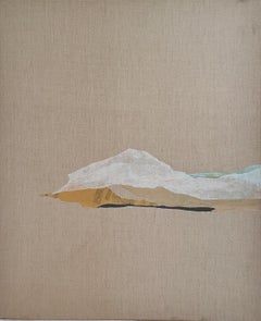 "PaperLandscape" Collage abstracto de paisaje sobre lienzo de lino Hecho en Italia