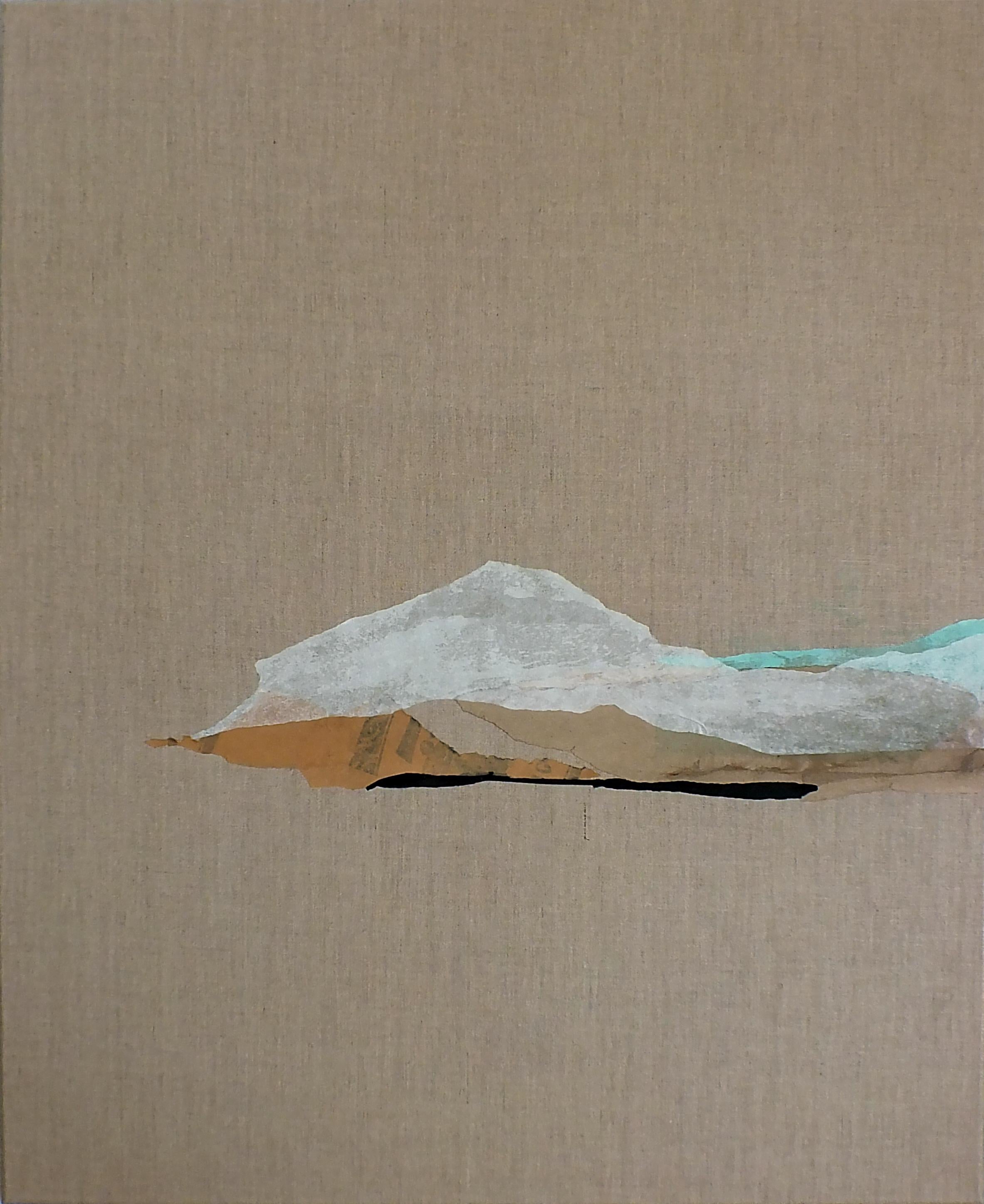 "PaperLandscape" Abstract Landscape Collage on Linen Canvas Made in Italy 