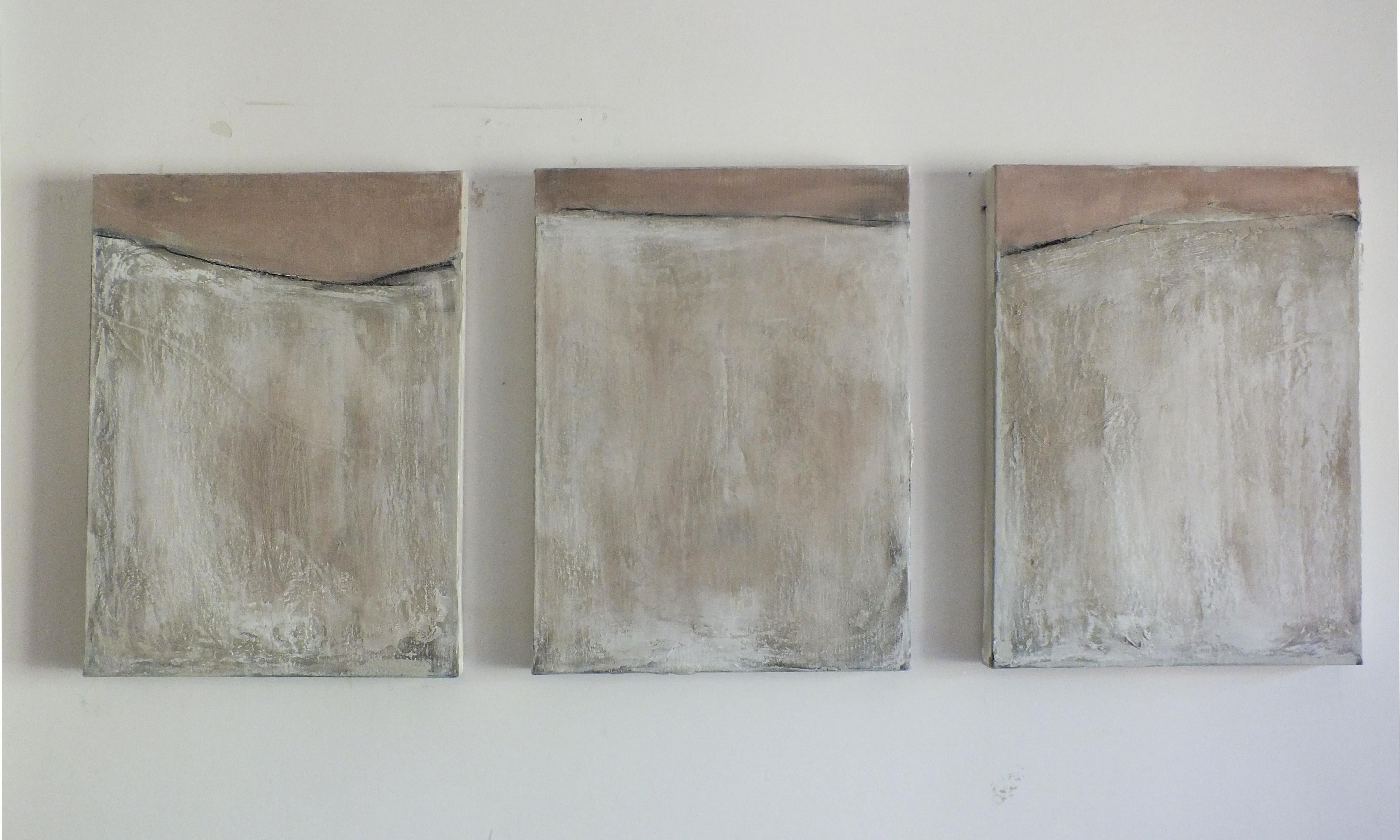 Marilina Marchica Landscape Painting - " Landscape Triptych" Minimalist Art , Relief Paint on Canvas  Made in Italy