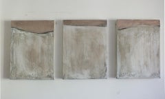 " Landscape Triptych" Minimalist Art , Relief Paint on Canvas  Made in Italy