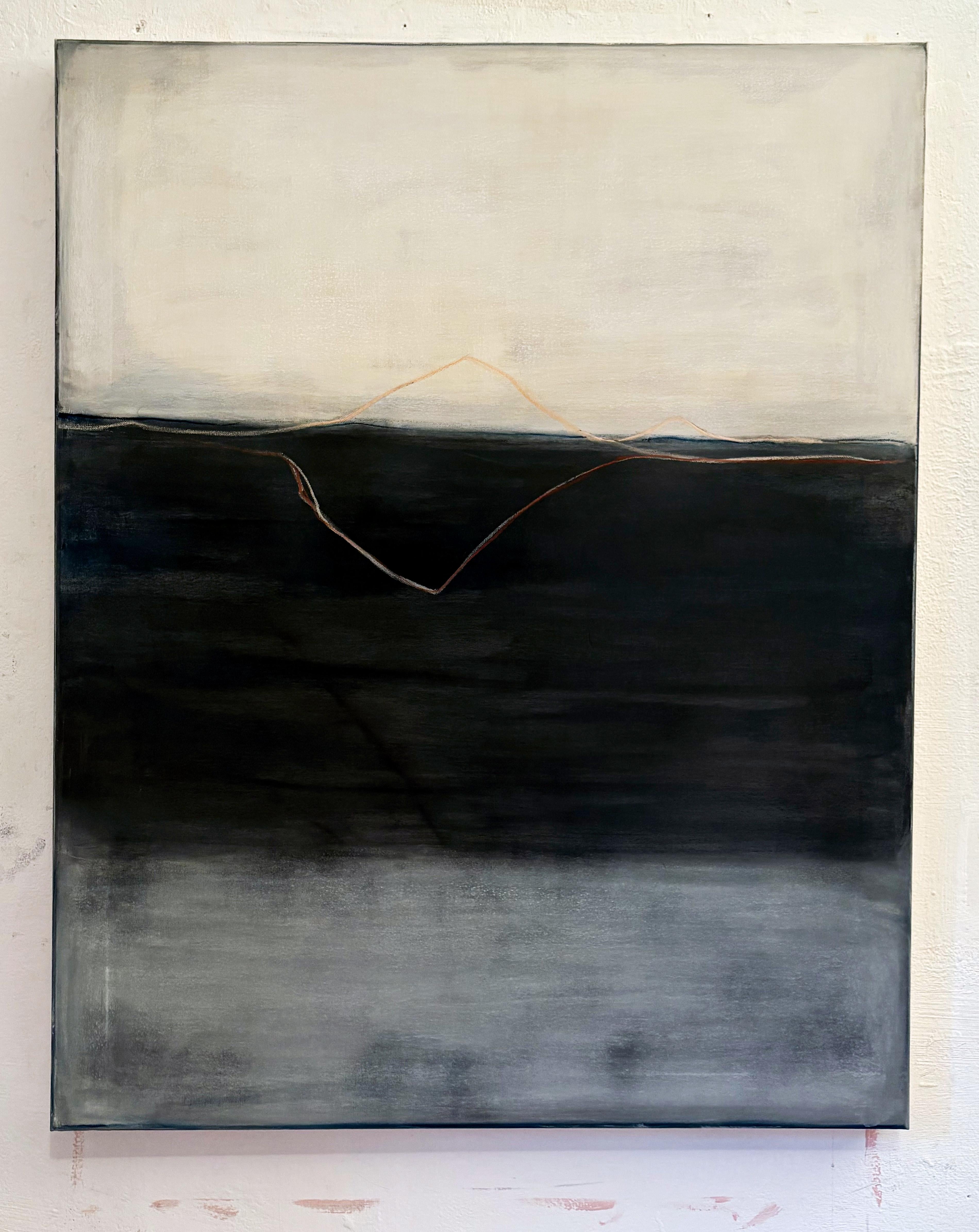 "Paysage abstrait" - Peinture originale à l'huile et au pastel sur toile, réalisée en Italie