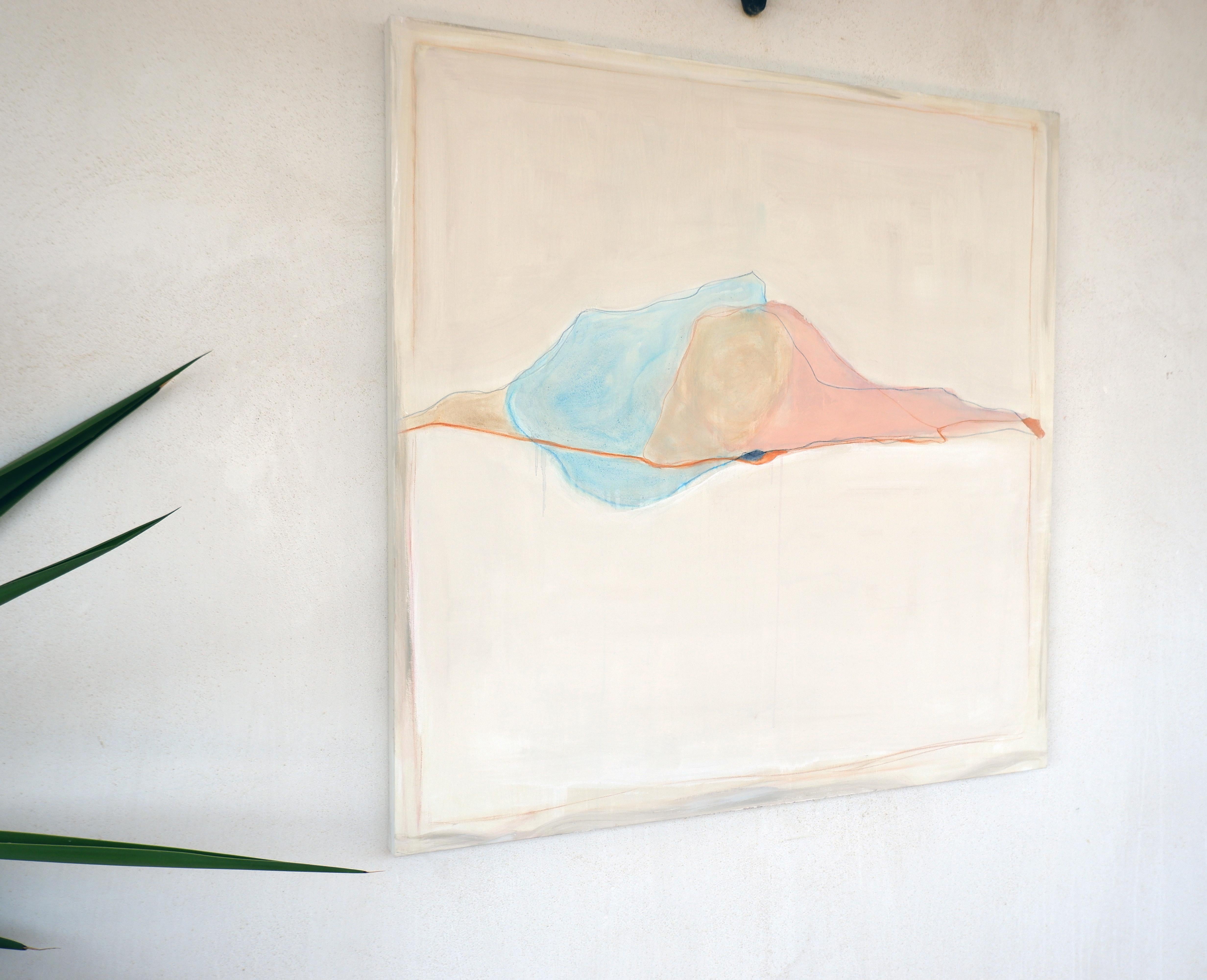  Abstrakte Landschaft , Weißtöne , Minimalistisches Gemälde  in Italien hergestellt (Grau), Abstract Painting, von Marilina Marchica