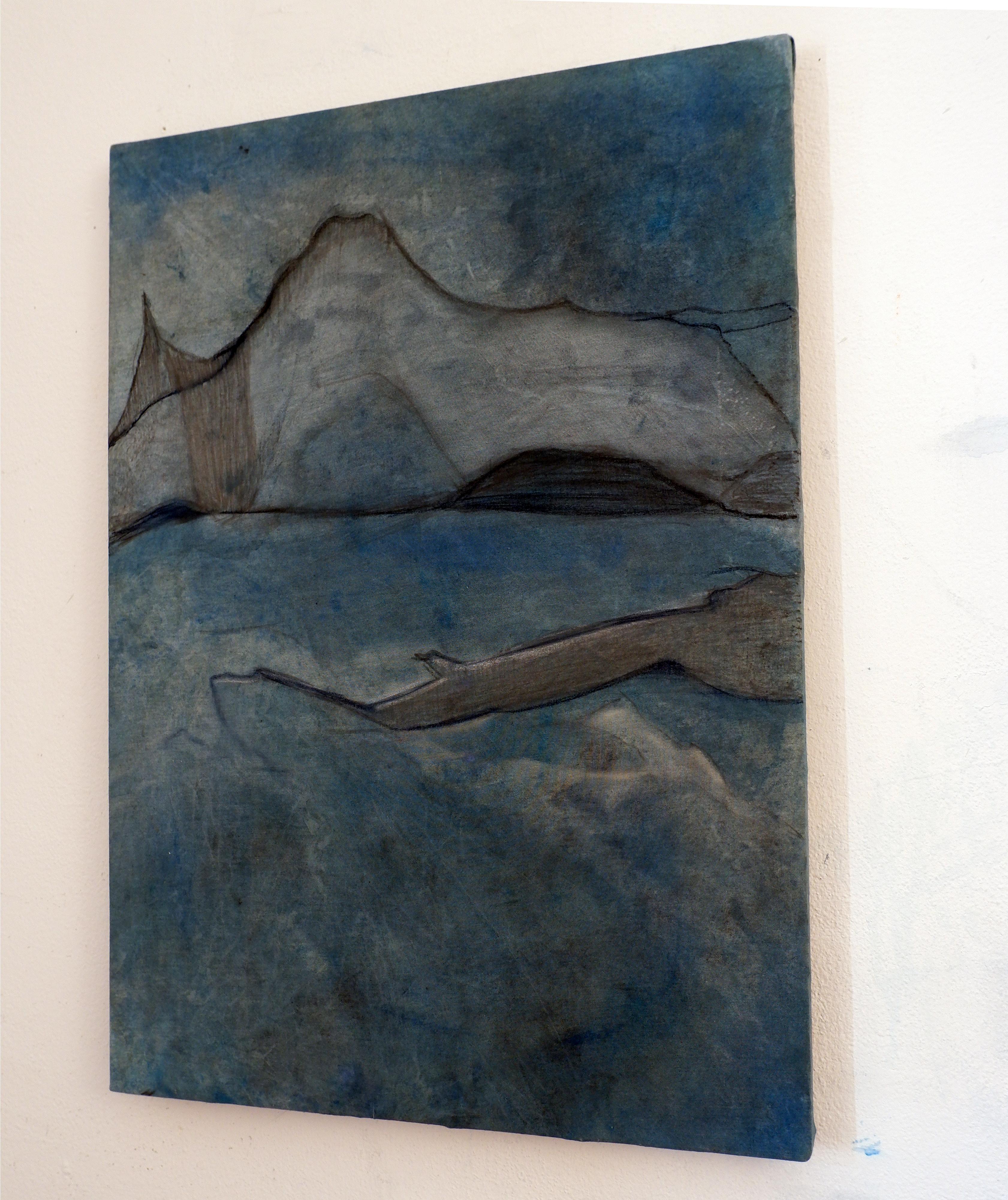 Paysage marin abstrait  Peinture de taille moyenne - art original fabriqué en Italie - Contemporain Painting par Marilina Marchica