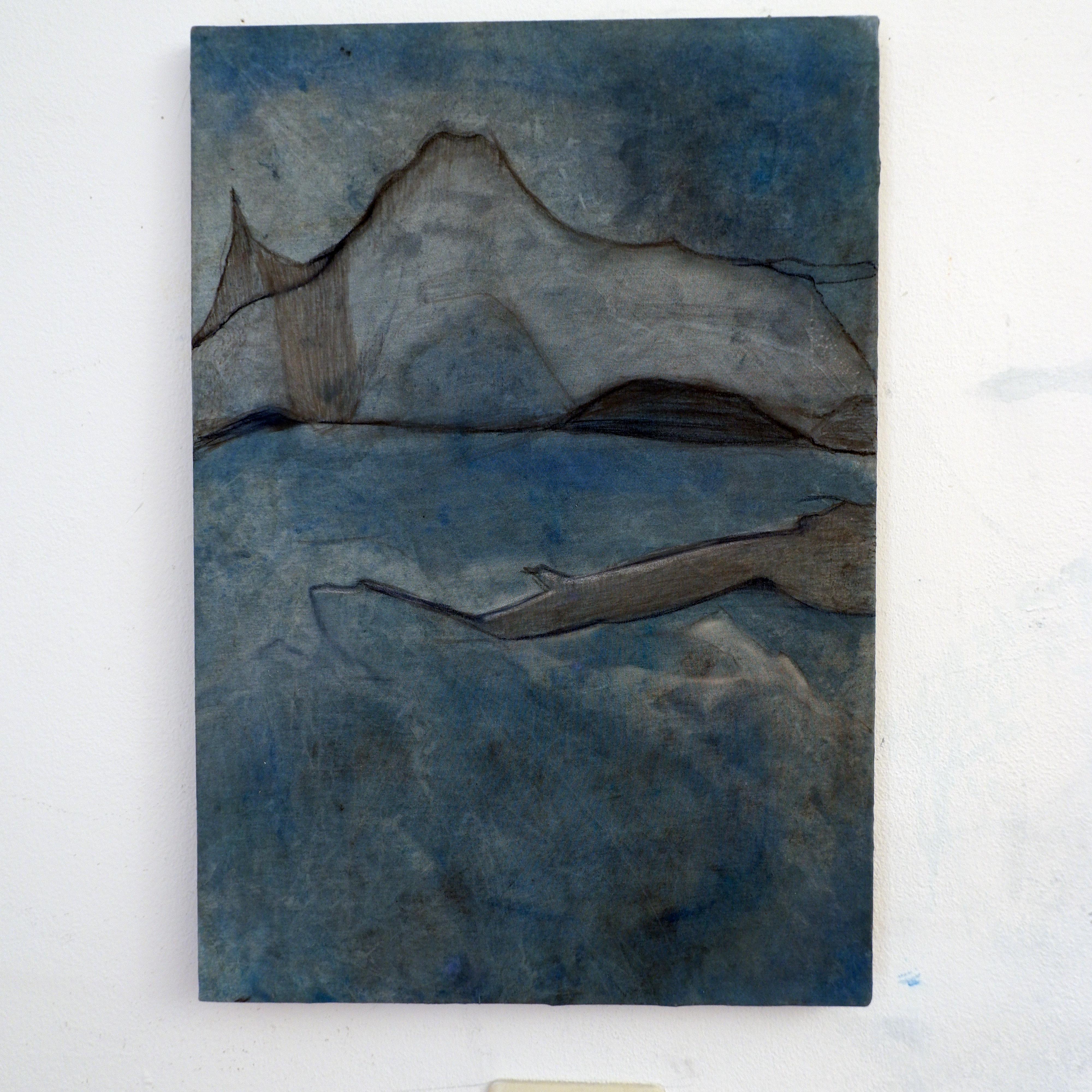 Abstrakte Seelandschaft  Gemälde – mittelgroß – Originalkunst, hergestellt in Italien im Angebot 1