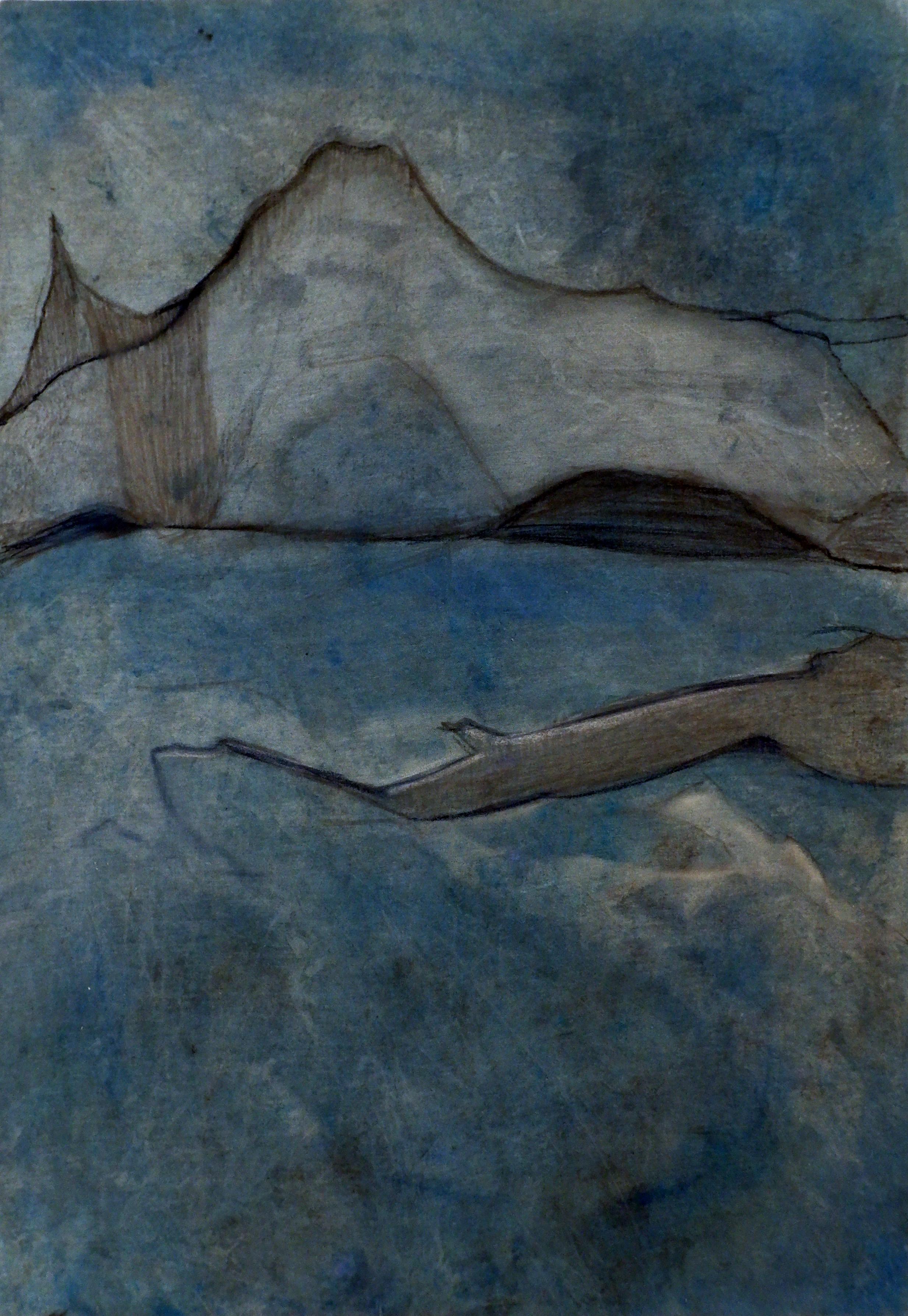 Abstrakte Seelandschaft  Gemälde – mittelgroß – Originalkunst, hergestellt in Italien