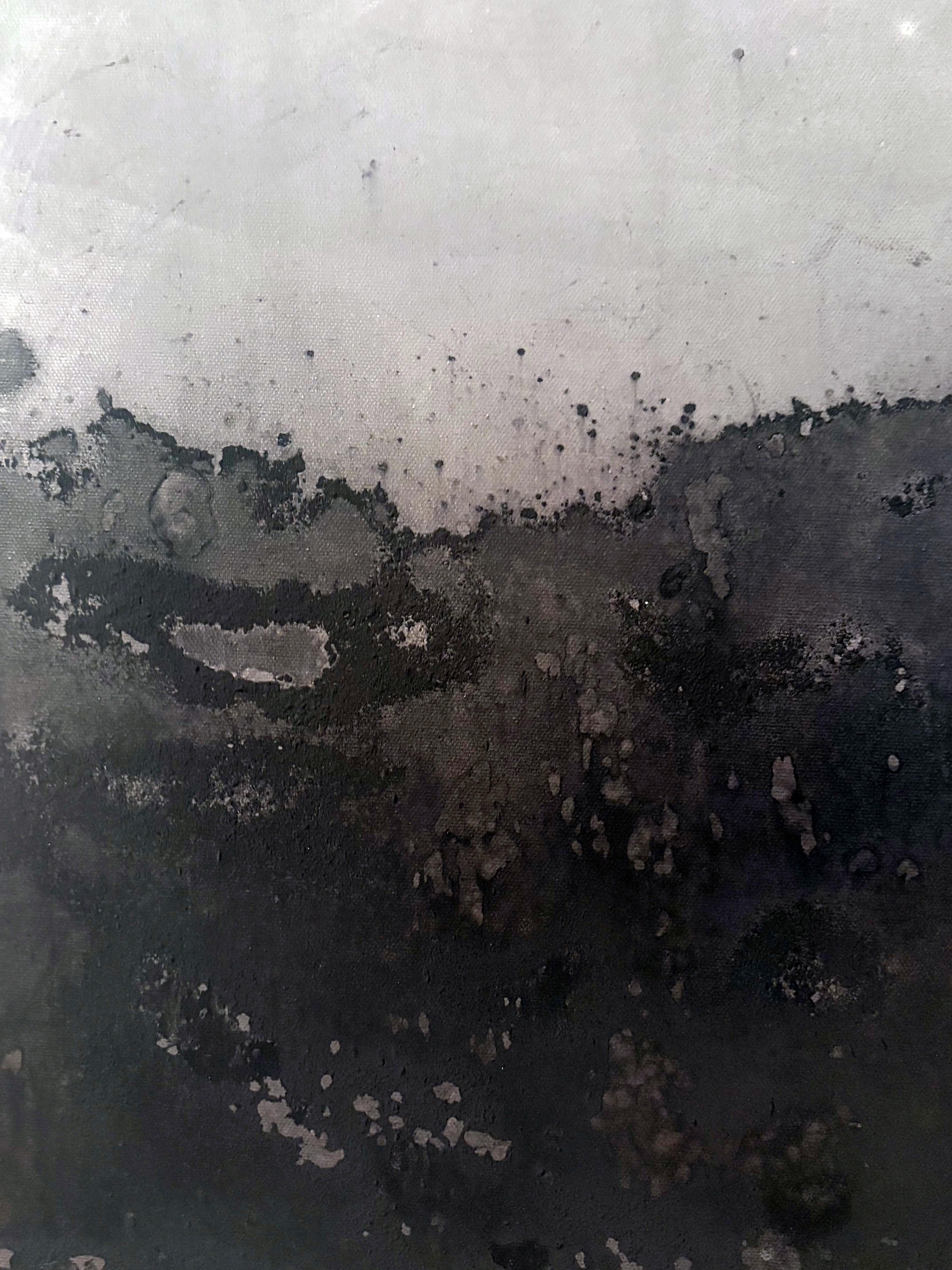 Black Landscape – Original Abstract Painting in Pure Pigment on Canvas (2023) For Sale 2