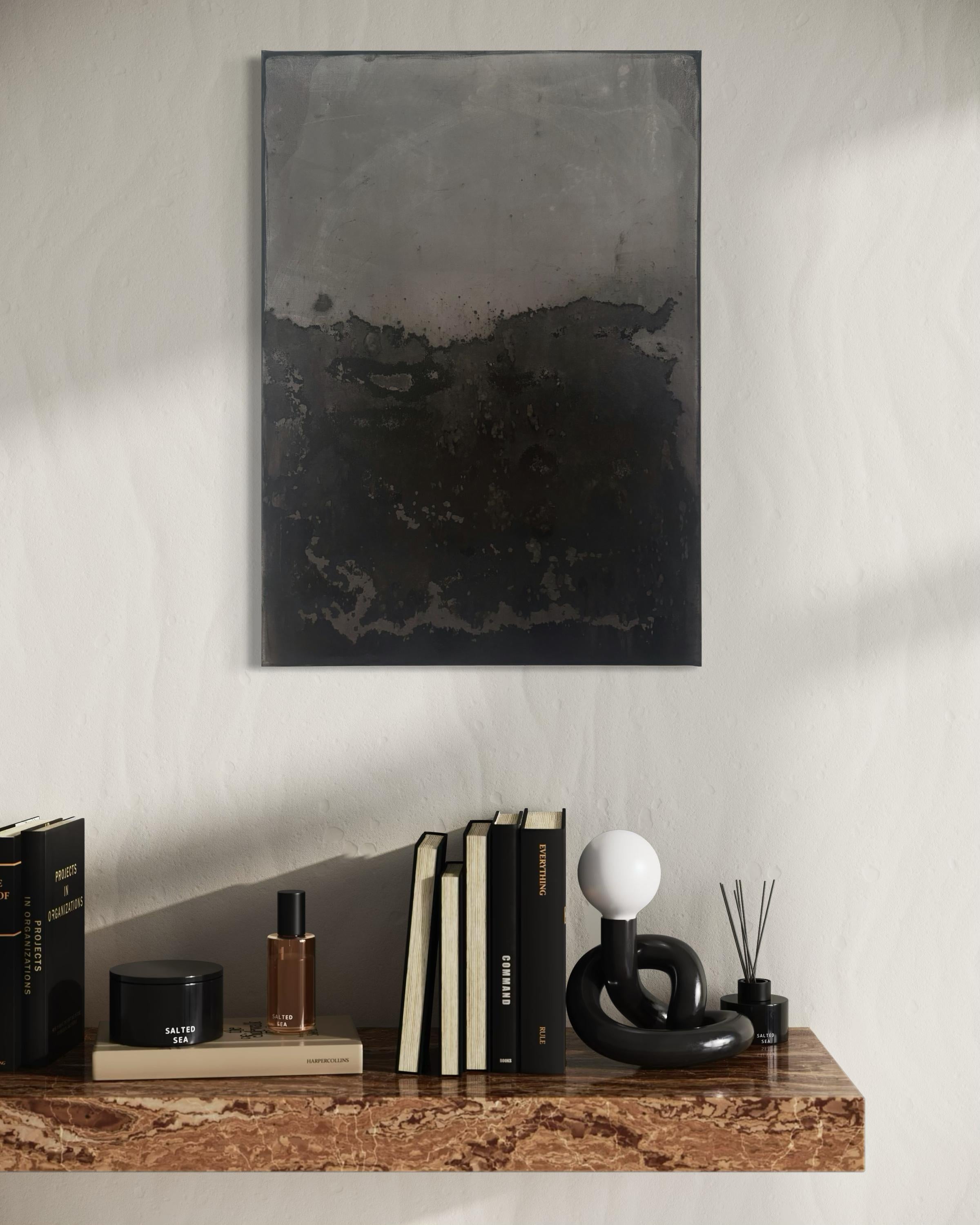Black Landscape – Original Abstract Painting in Pure Pigment on Canvas (2023) For Sale 3