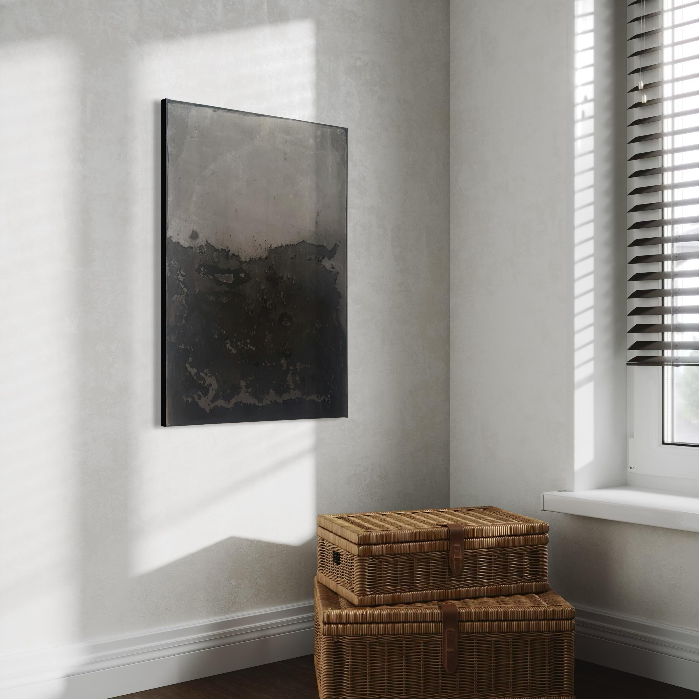 Black Landscape – Original Abstract Painting in Pure Pigment on Canvas (2023) For Sale 5