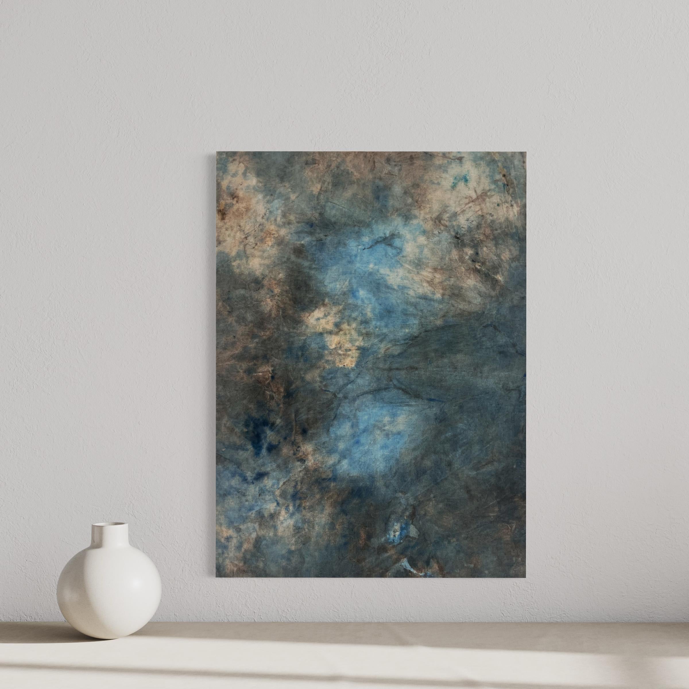 Blue Landscape,  Abstract Oil Paint on Cotton Canvas , By Marilina Marchica For Sale 4