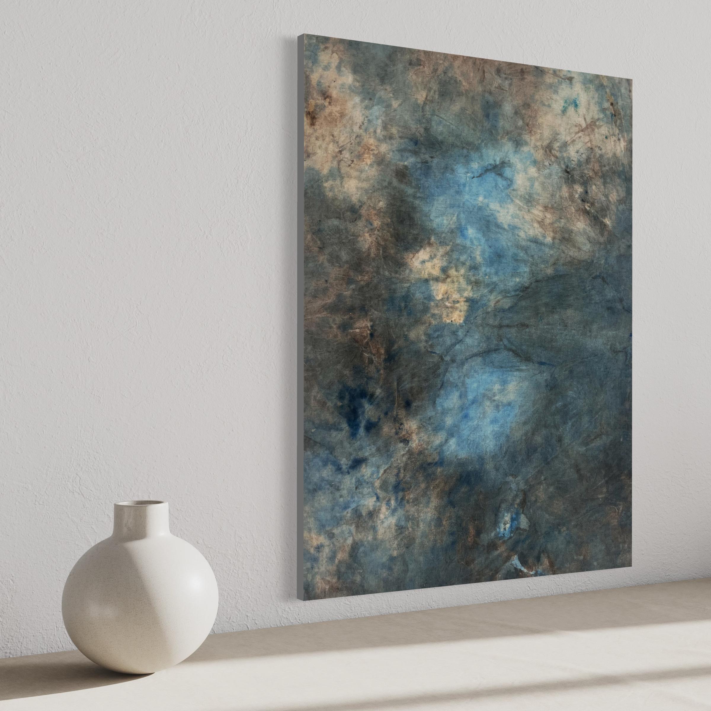 Blue Landscape,  Abstract Oil Paint on Cotton Canvas , By Marilina Marchica For Sale 6