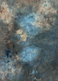 Paysage bleu,  Peinture à l'huile abstraite sur toile de coton, par Marilina Marchica