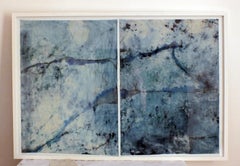 "Blue landscape " Abstract Painting made in Italy -  Framed Ready to Hang