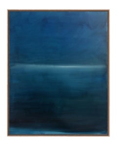 «Paisaje azul», pintura al óleo abstracta contemporánea de gran formato, hecha en Italia