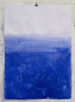 Blue Landscape - Minimal Abstract Seascape, Pigment pur sur papier Fabriano, 2025