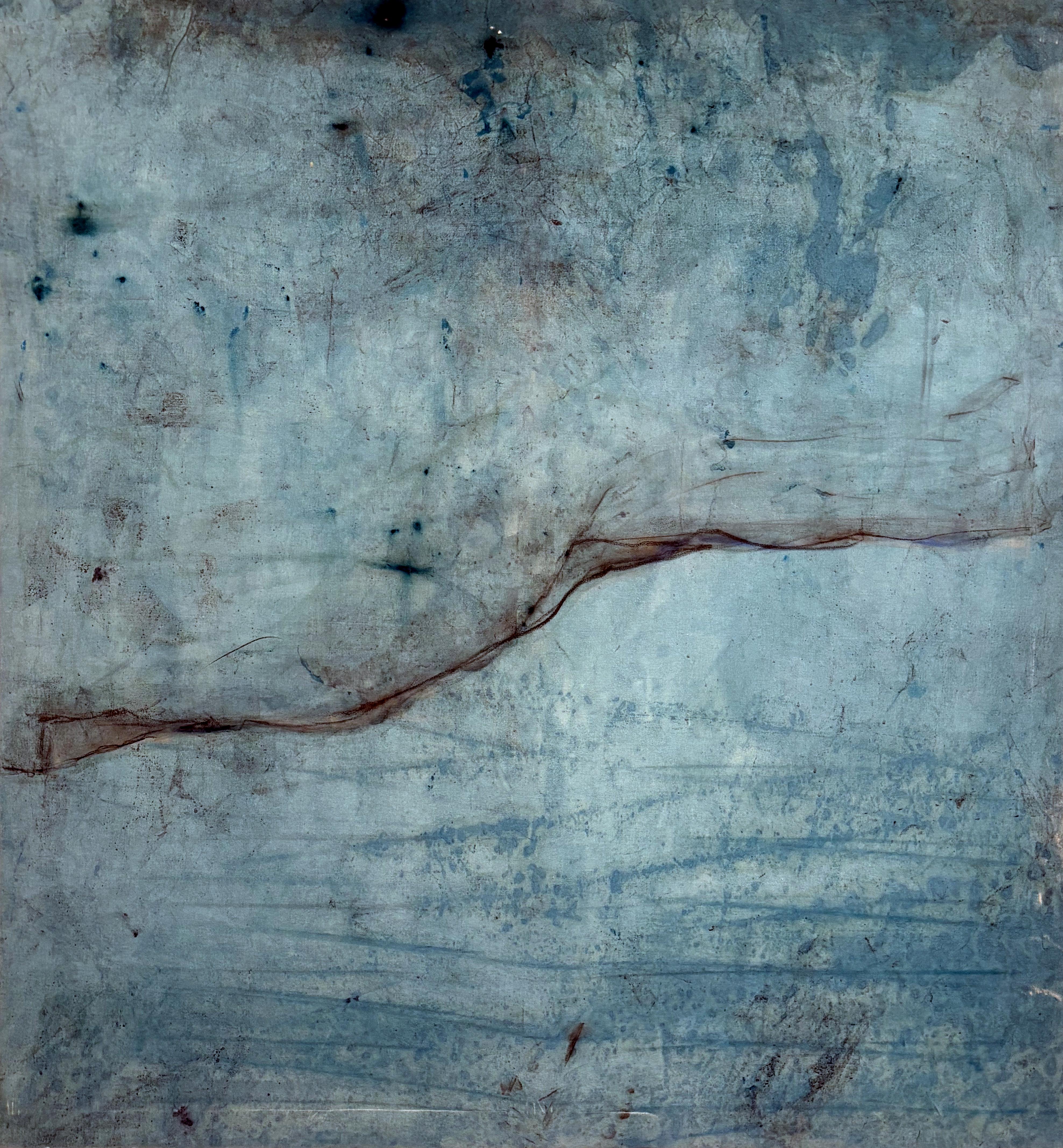 Paysage bleu, peinture à l'huile sur toile, abstrait  Art par Marilina Marchica en vente 1
