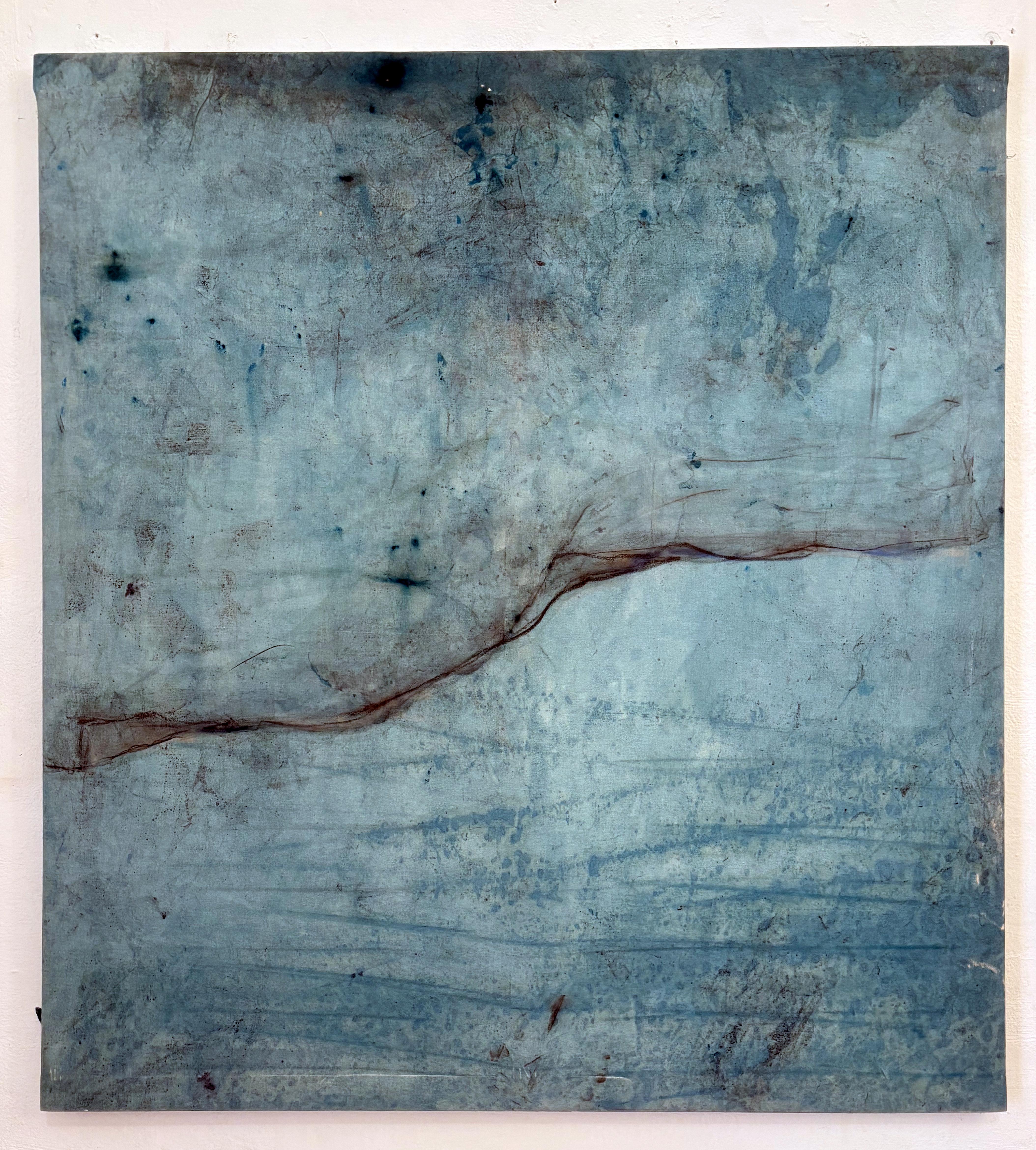 Paysage bleu, peinture à l'huile sur toile, abstrait  Art par Marilina Marchica en vente 2