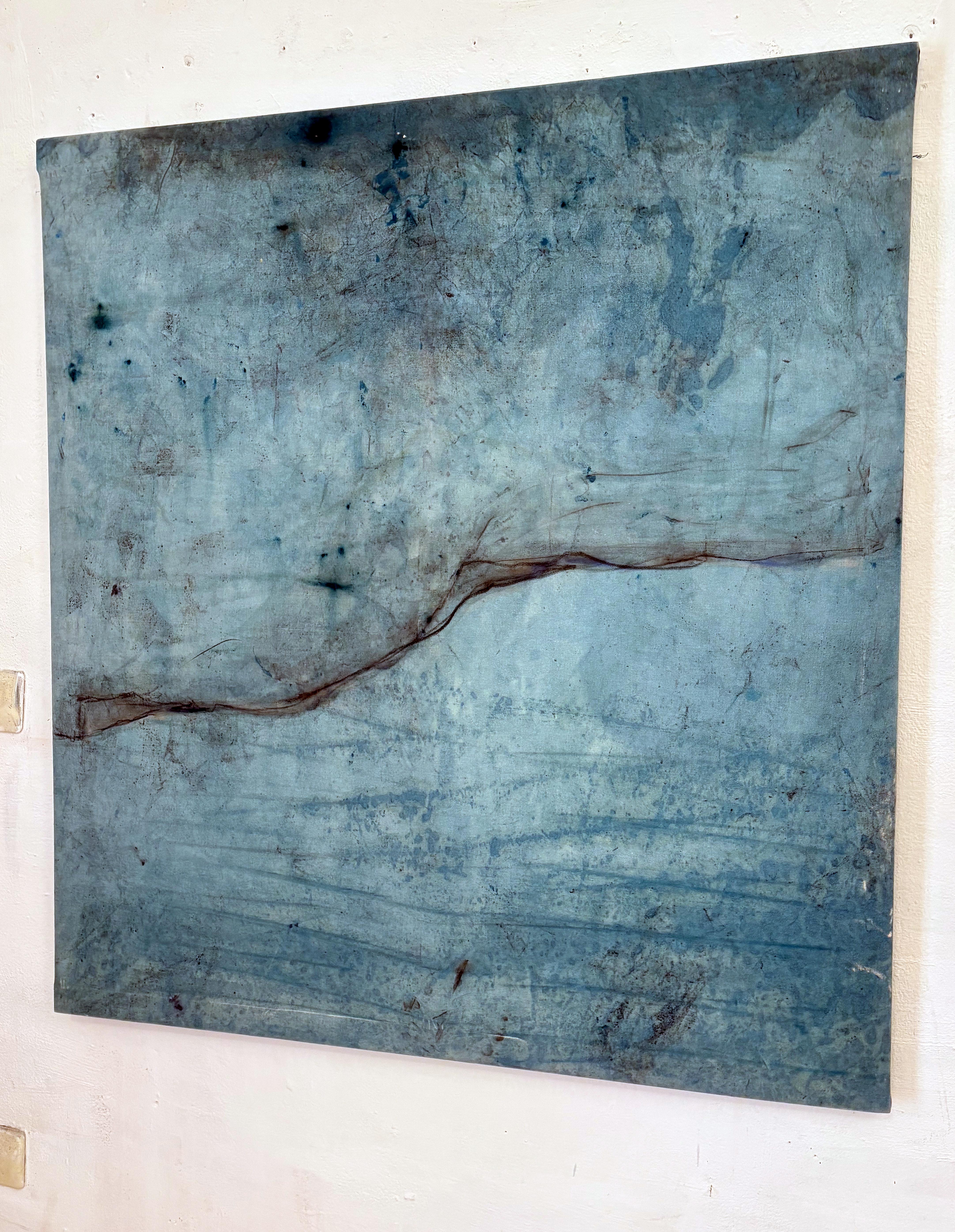Paysage bleu, peinture à l'huile sur toile, abstrait  Art par Marilina Marchica en vente 3