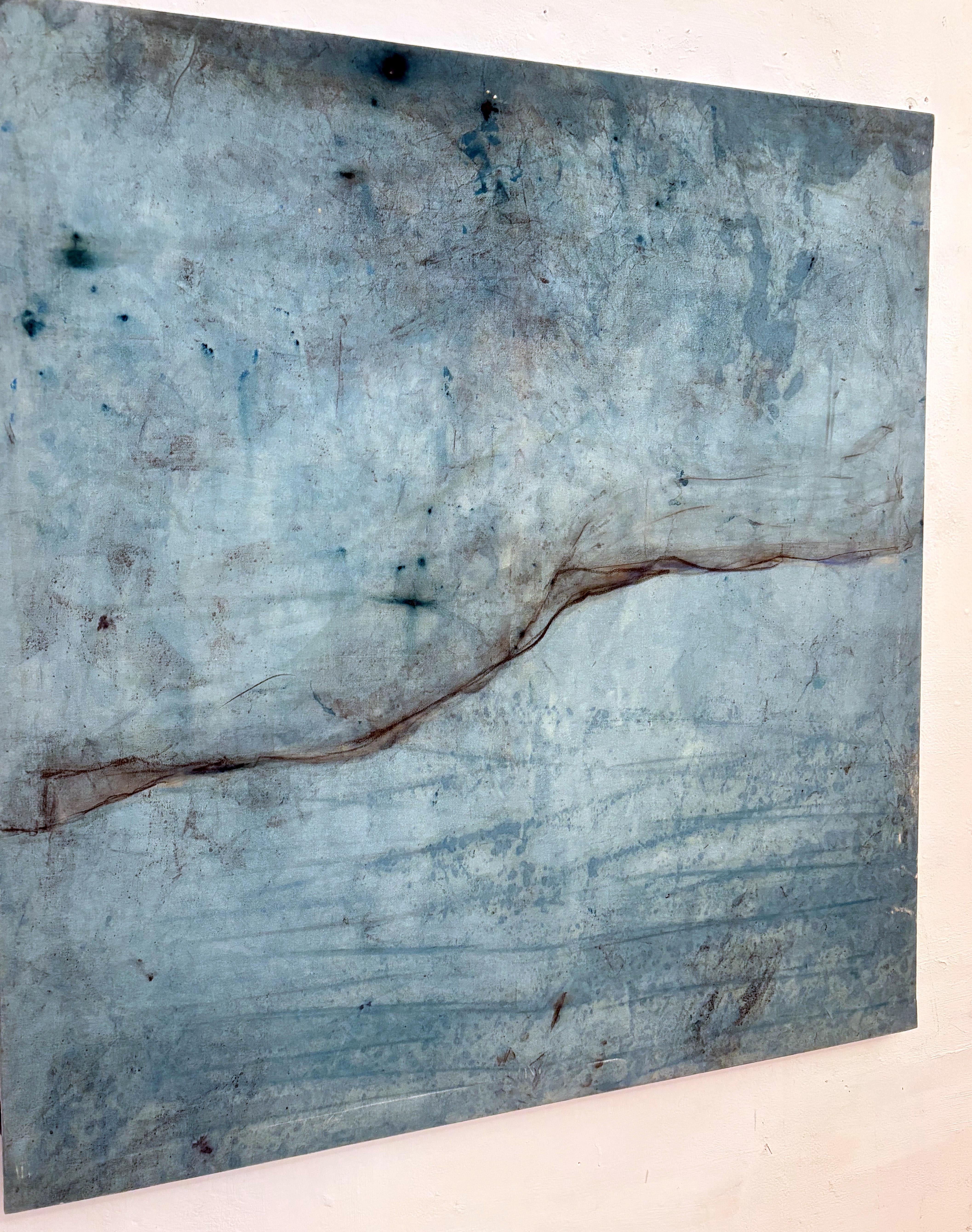Paysage bleu, peinture à l'huile sur toile, abstrait  Art par Marilina Marchica en vente 4