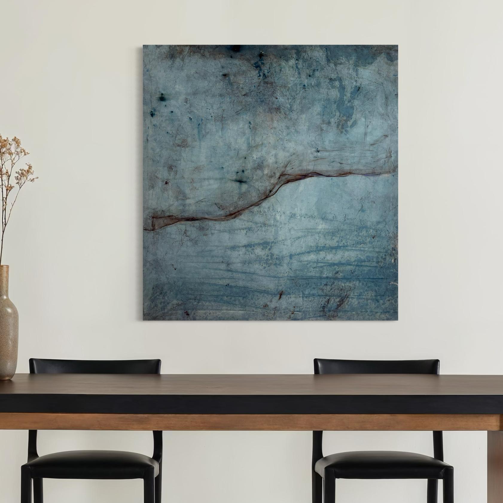 Paysage bleu, peinture à l'huile sur toile, abstrait  Art par Marilina Marchica en vente 7