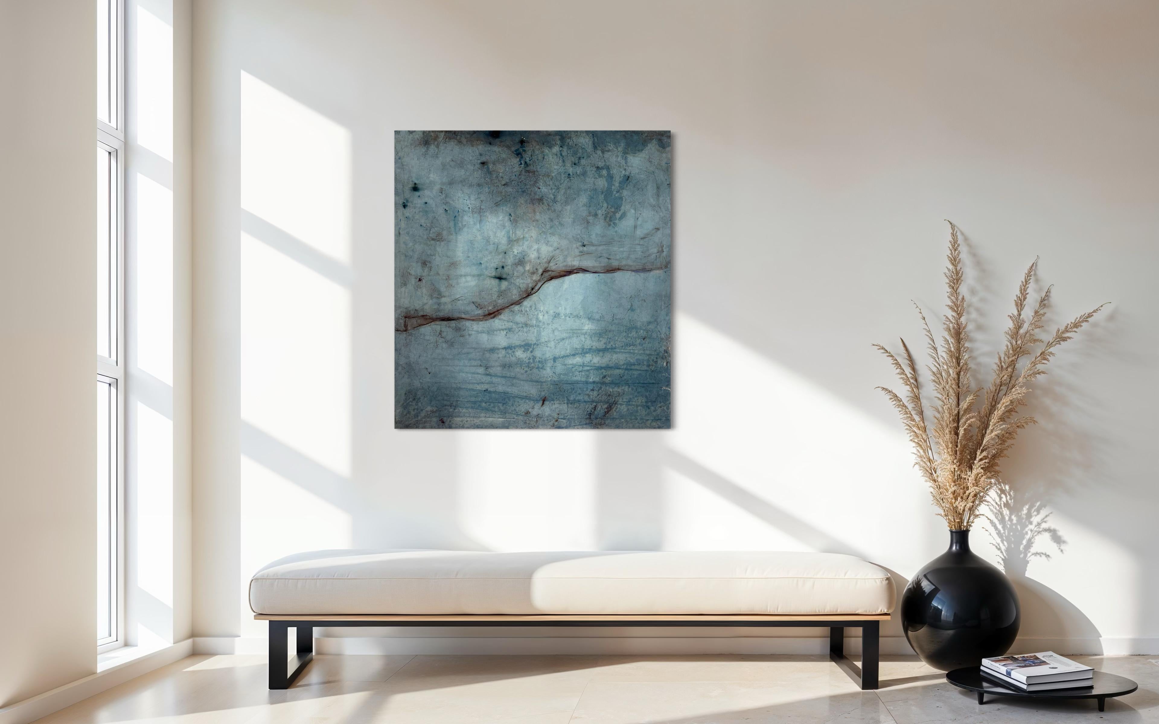 Paysage bleu, peinture à l'huile sur toile, abstrait  Art par Marilina Marchica en vente 8