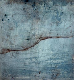 Paysage bleu, peinture à l'huile sur toile, abstrait  Art par Marilina Marchica