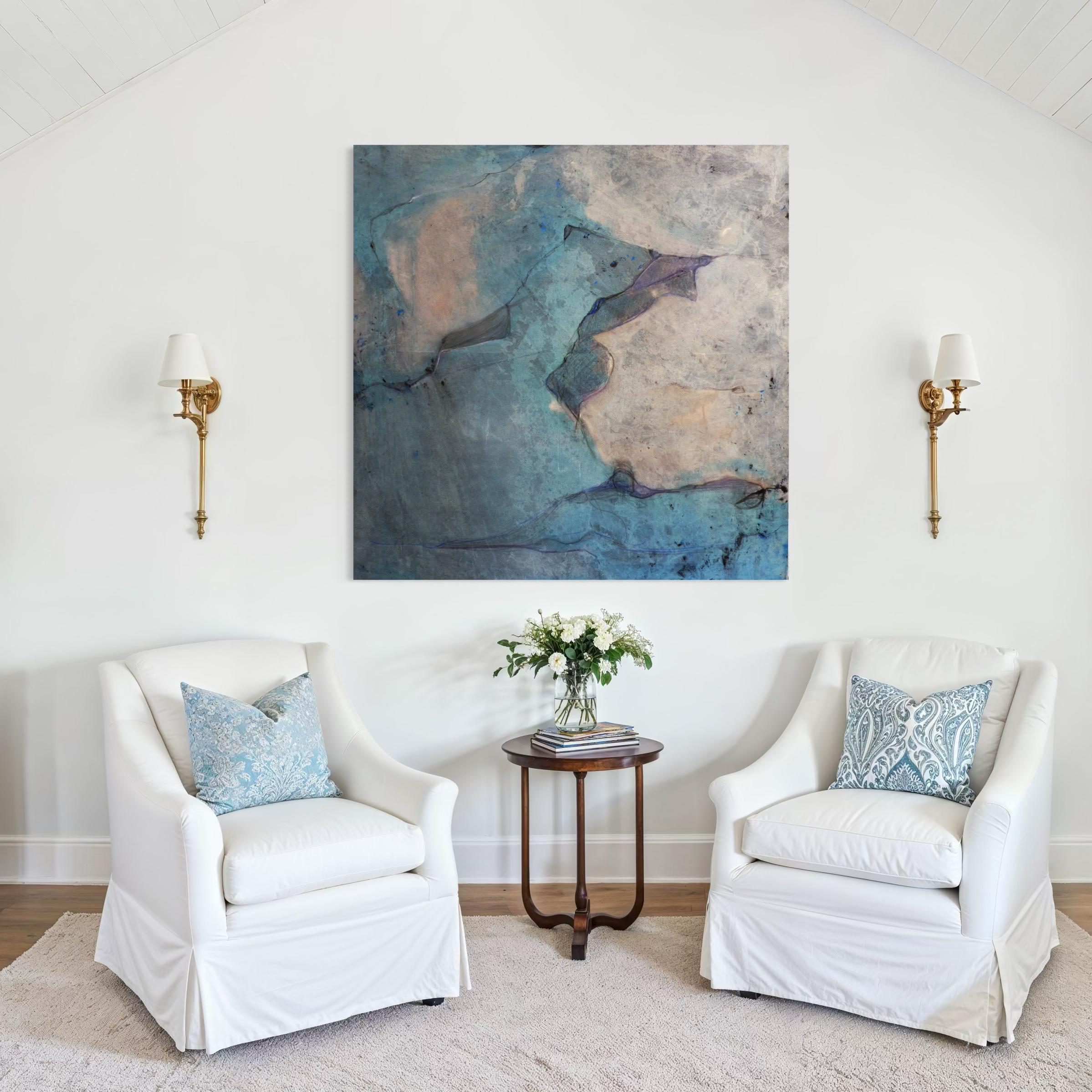 Blaue Landschaft, Ölgemälde auf Leinwand, großformatig, Kunst von Marilina Marchica im Angebot 9