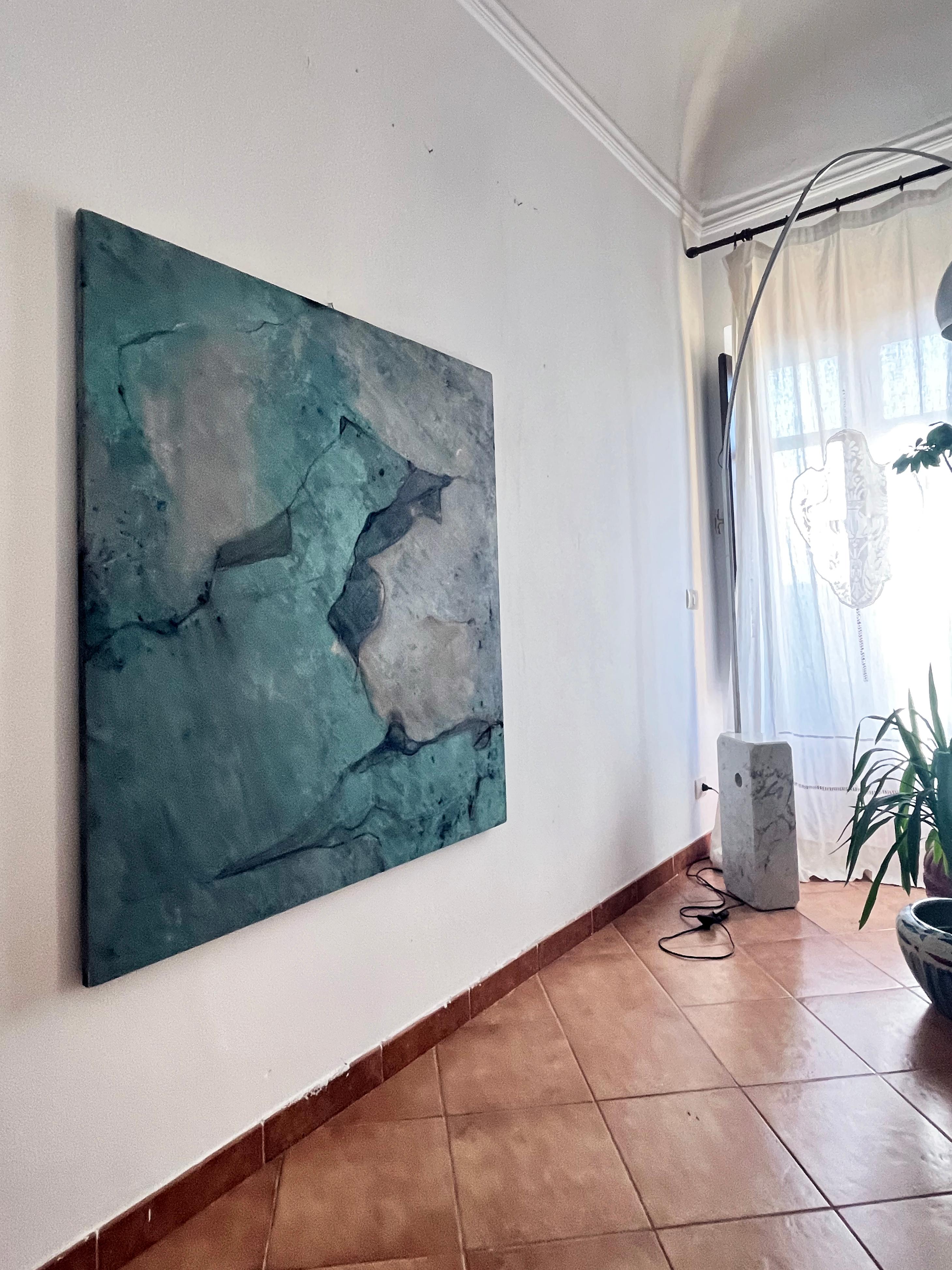 Blaue Landschaft, Ölgemälde auf Leinwand, großformatig, Kunst von Marilina Marchica im Angebot 1