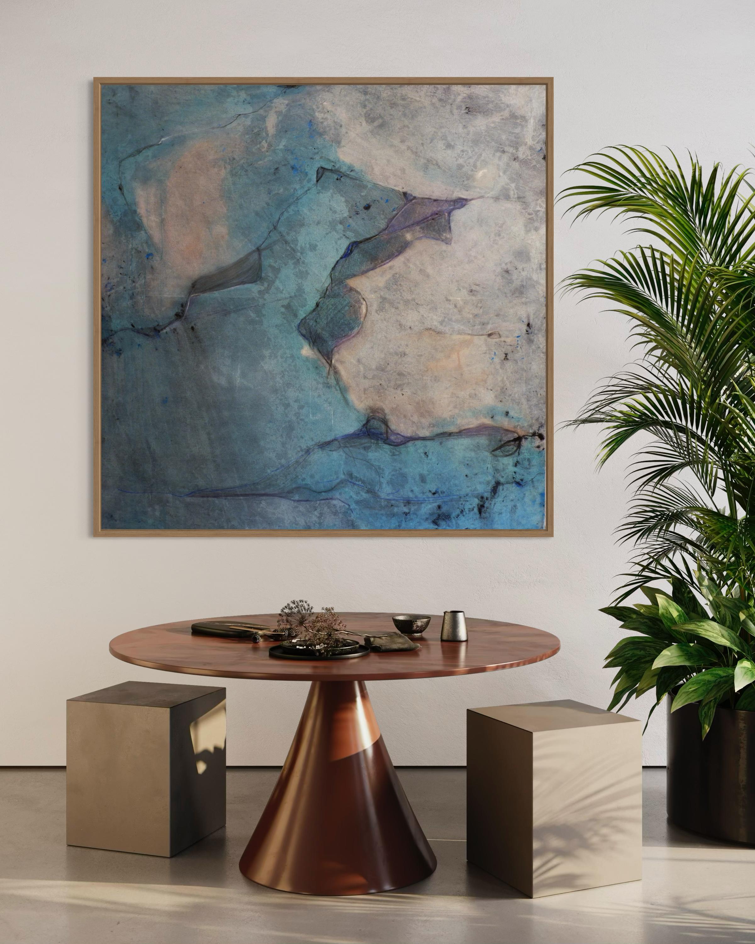 Blaue Landschaft, Ölgemälde auf Leinwand, großformatig, Kunst von Marilina Marchica im Angebot 6