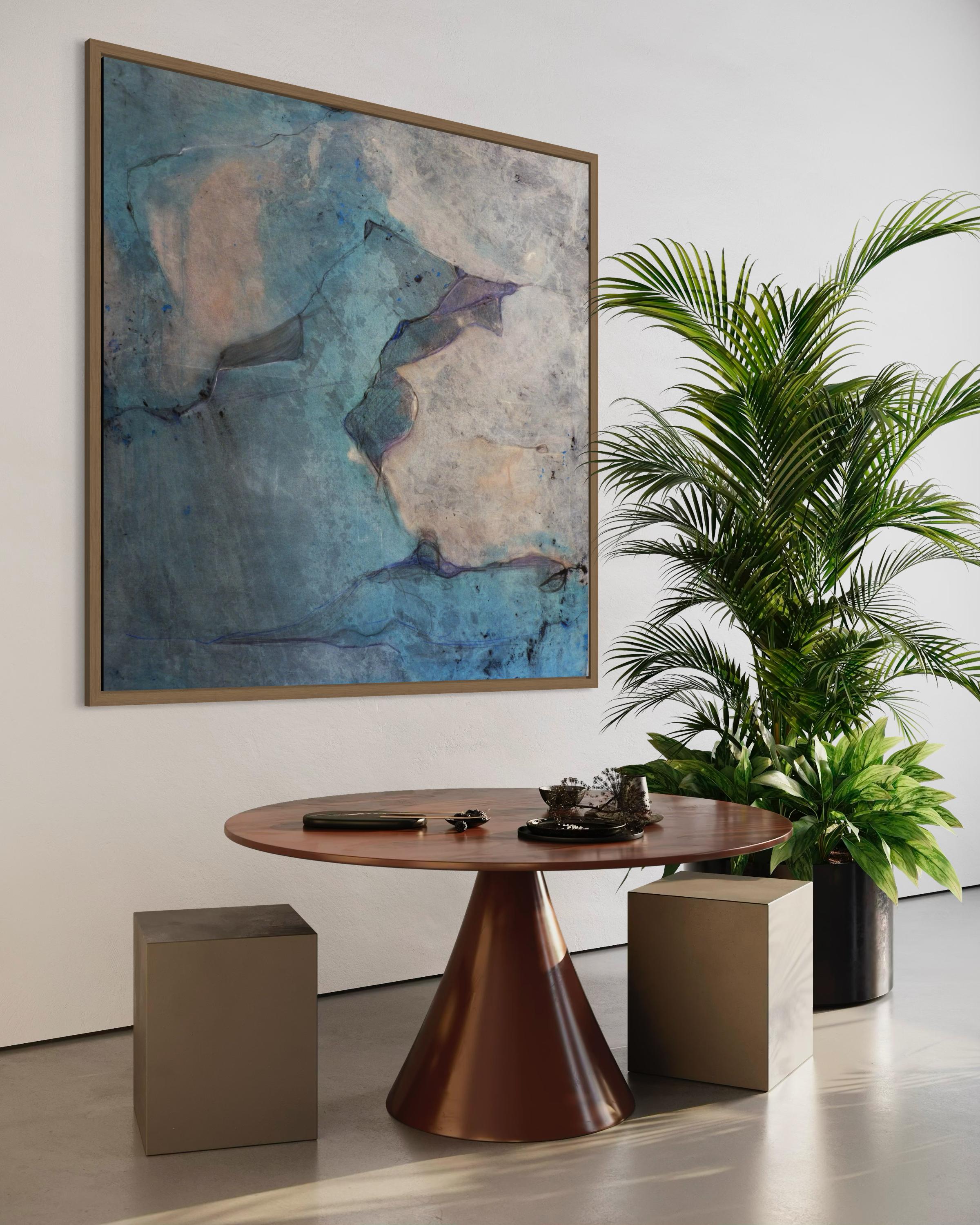 Blaue Landschaft, Ölgemälde auf Leinwand, großformatig, Kunst von Marilina Marchica im Angebot 7