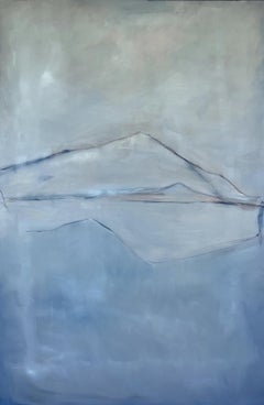 Paysage bleu, peinture à l'huile sur toile, grande taille, art de Marilina Marchica