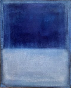 Blaue Landschaft, Ölfarbe auf Leinwand , Originalkunst von Marilina Marchica