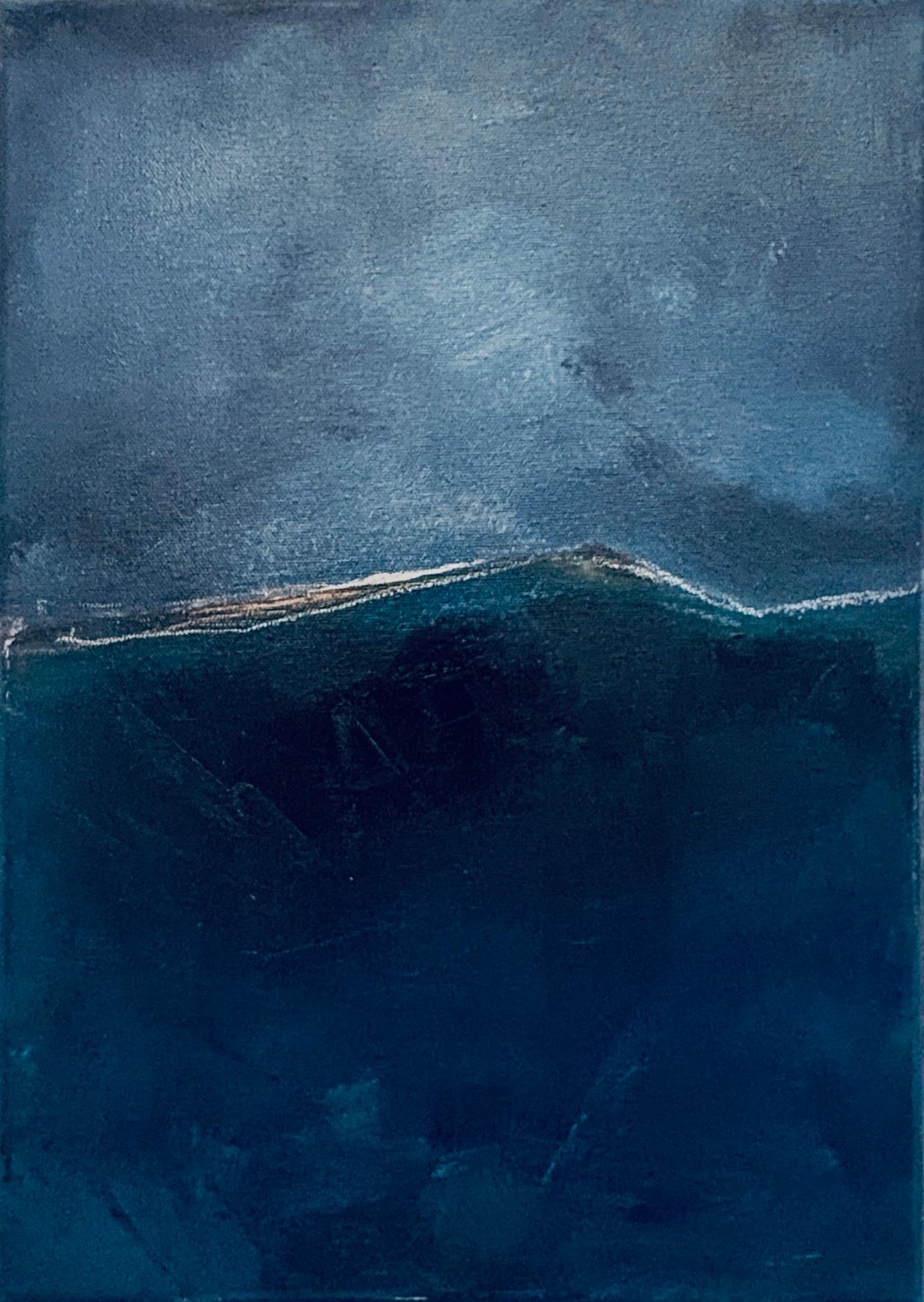Landscape Painting Marilina Marchica - Paysage bleu – Peinture à l'huile abstraite originale sur toile, 30 × 40 cm, 2022
