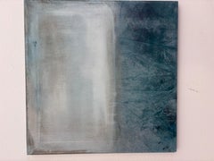 Blue Landscape – Original Abstract Oil Painting on Cotton Canvas, 40x40 cm