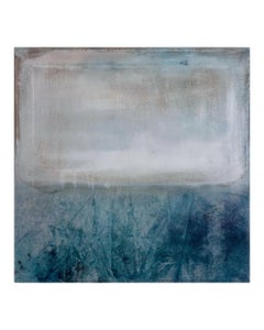 Paysage bleu - Peinture à l'huile abstraite originale sur toile de coton, 40x40 cm
