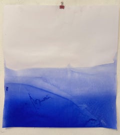 “Blue Landscape – Original Abstract Painting on Paper  by Marilina Marchica