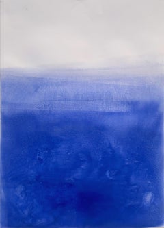 “Blue Landscape – Original Abstract Painting on Paper  by Marilina Marchica