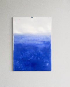 "Paysage bleu - Peinture abstraite originale sur papier  par Marilina Marchica