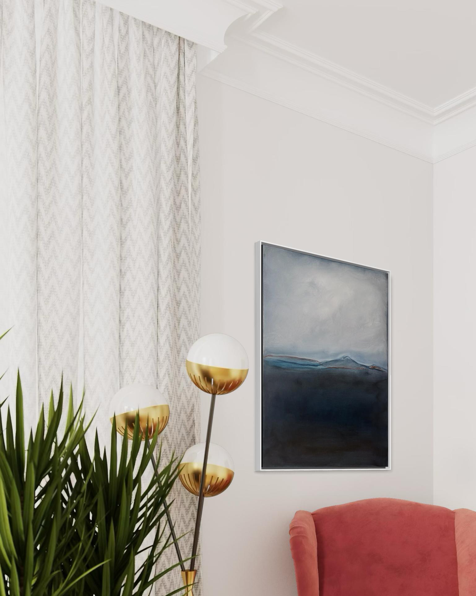 Blaue Landschaft - Original Öl auf Leinwand - Zeitgenössischer abstrakter Horizont - Signiert im Angebot 6