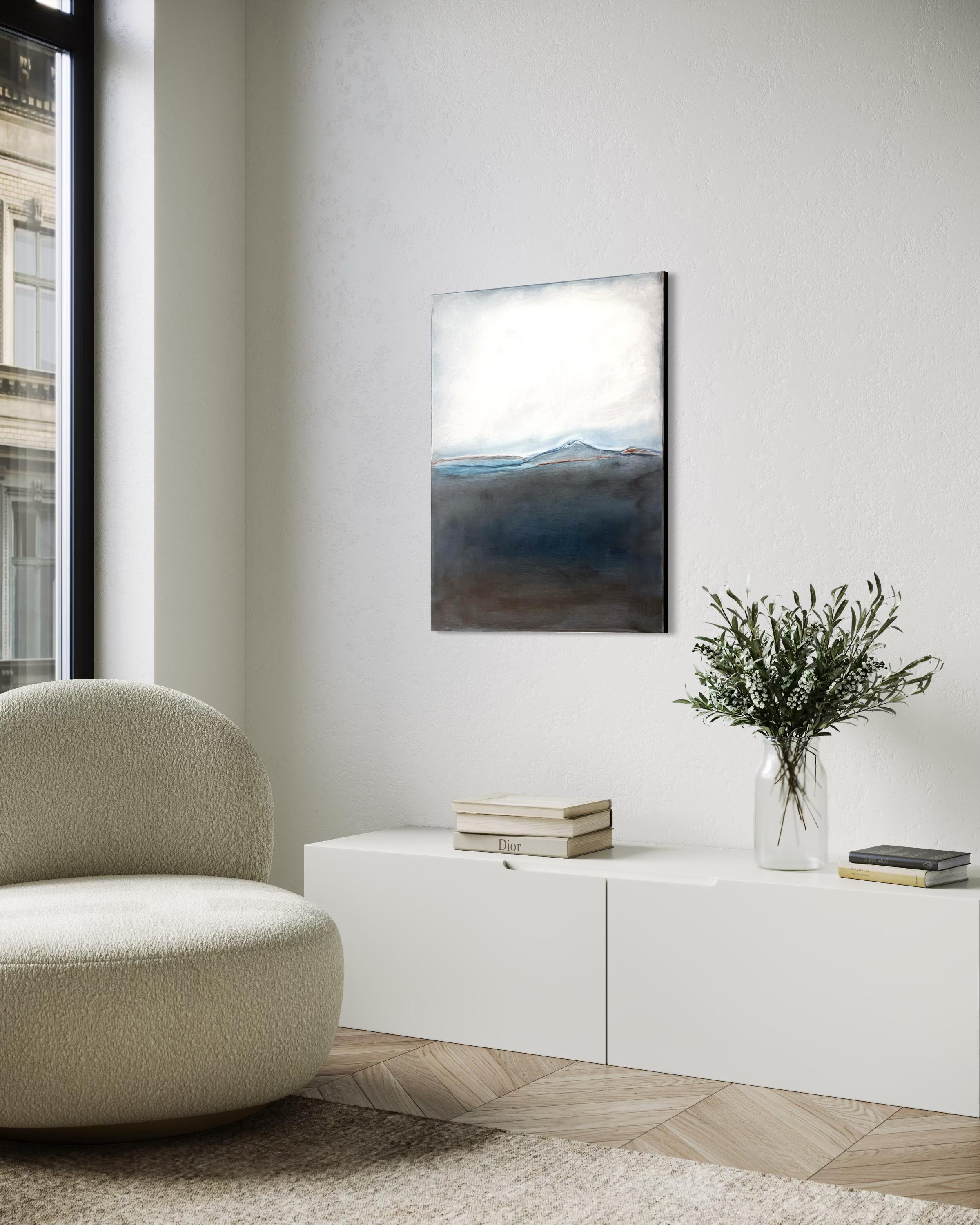 Blaue Landschaft - Original Öl auf Leinwand - Zeitgenössischer abstrakter Horizont - Signiert im Angebot 1