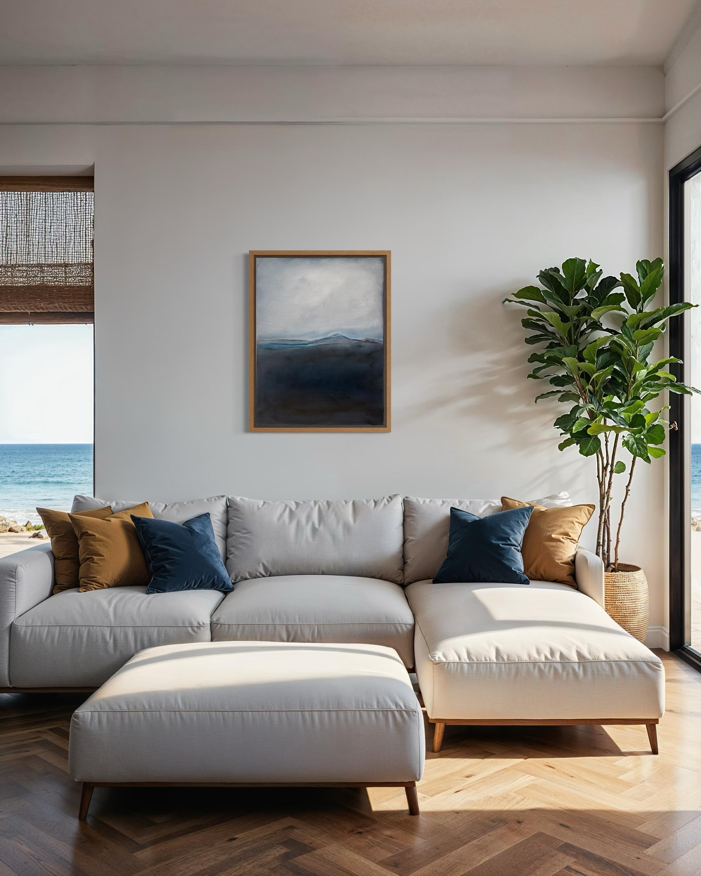 Blaue Landschaft - Original Öl auf Leinwand - Zeitgenössischer abstrakter Horizont - Signiert im Angebot 3
