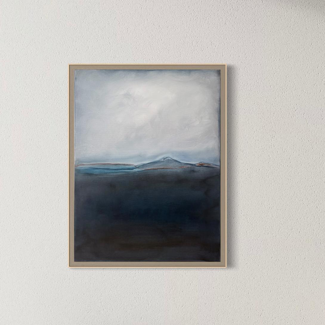 Blaue Landschaft - Original Öl auf Leinwand - Zeitgenössischer abstrakter Horizont - Signiert im Angebot 5