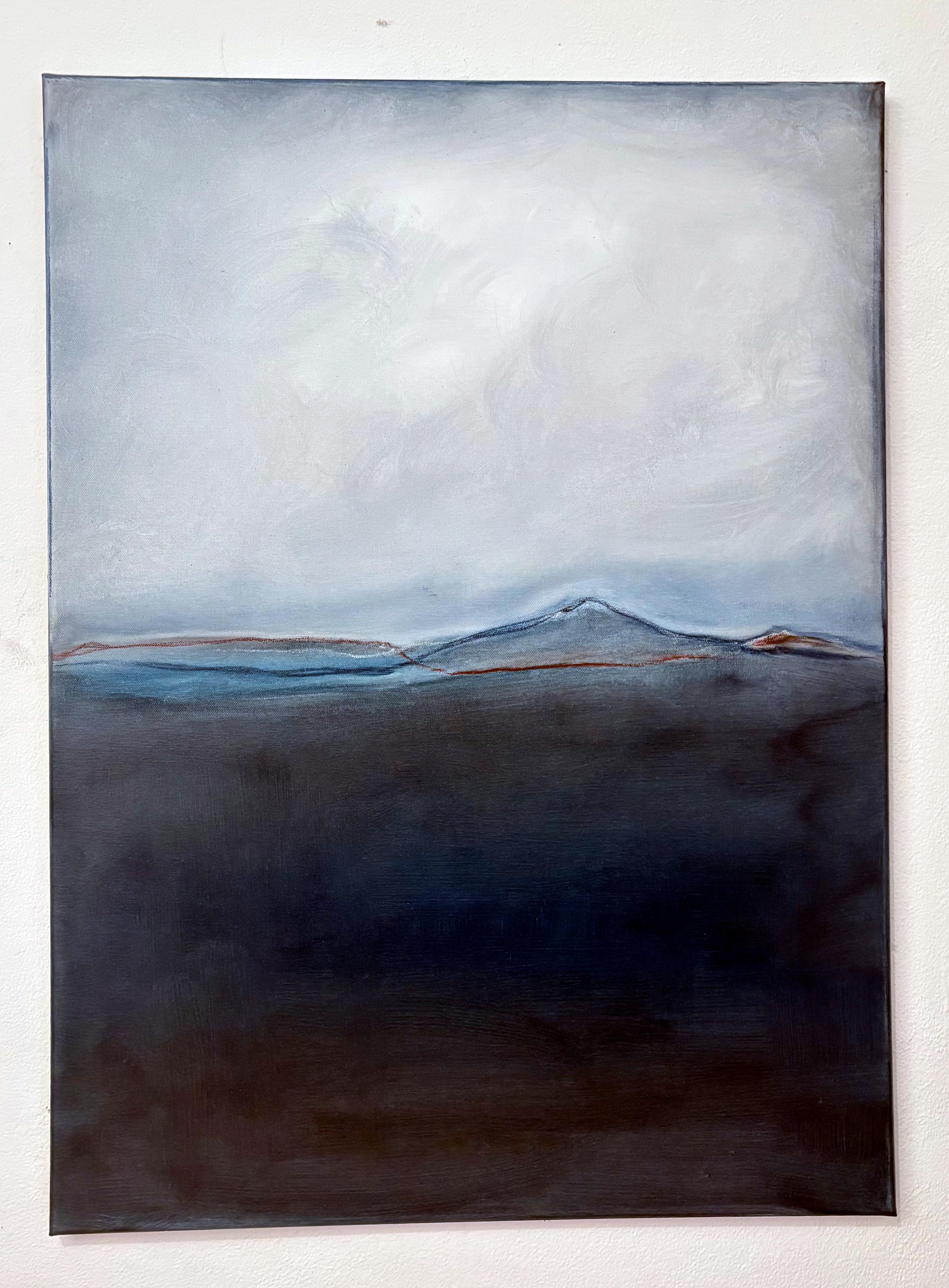 Blue Landscape – Original Oil on Canvas – Contemporary Abstract Horizon – Signed